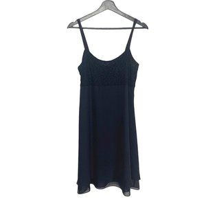 Vintage 90s CDC Chiffon Embroidered Lace Fit Flare Slip Dress Medium